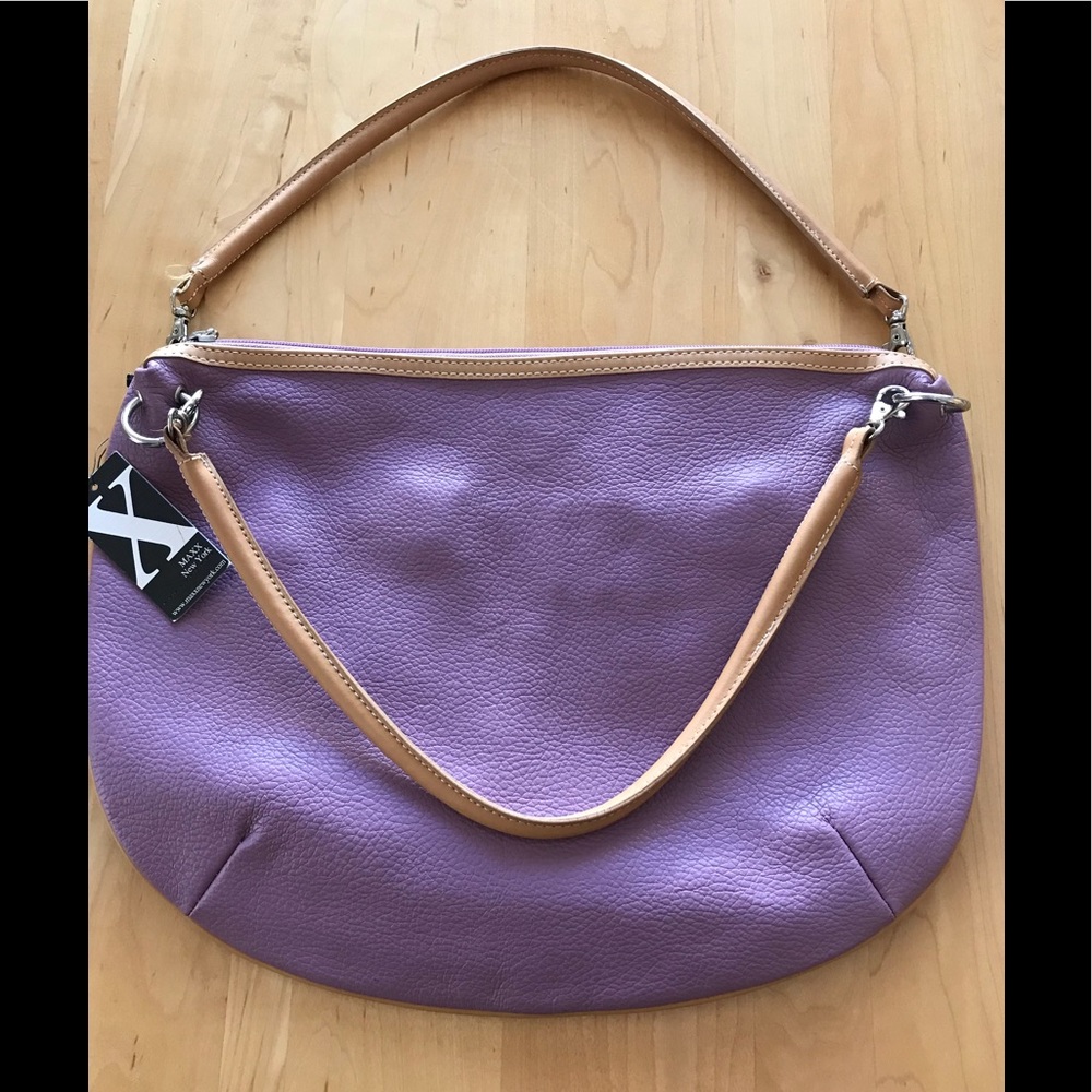 NWT MAXX of NY Leather purple Hobo BAG